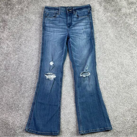 Abercrombie & Fitch Jeans Women's 4 Blue Flare Mid-Rise Dark Denim Vintage - Picture 1 of 12
